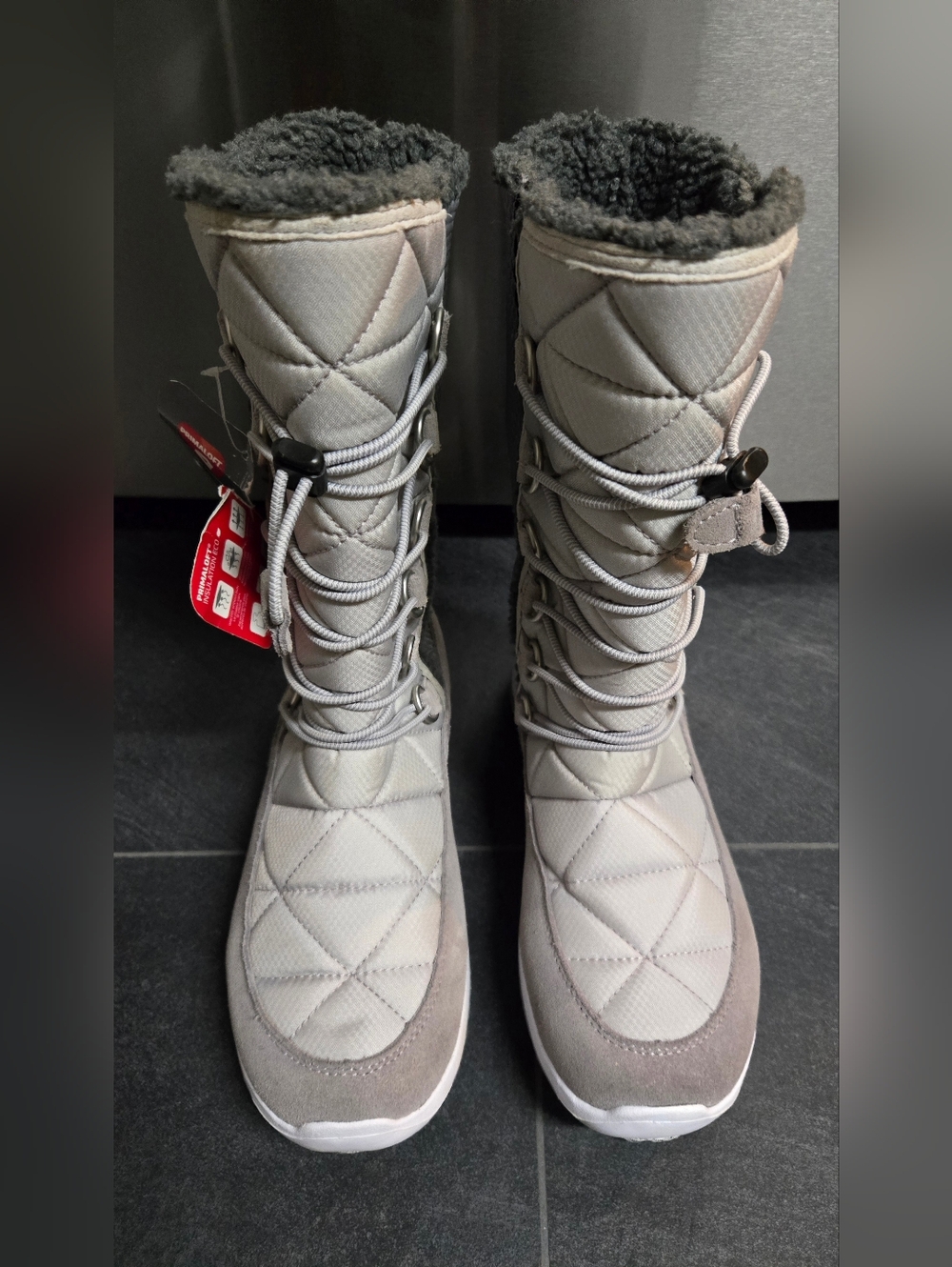 L.L Bean Snowfield Quilted WP Insulated Boots Frost Gray Womens Size 8 - NWT
